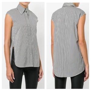 Helmut Lang striped sleeveless button down shirt